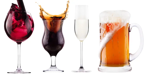 Collection of different images of alcohol isolated — Stock Photo, Image