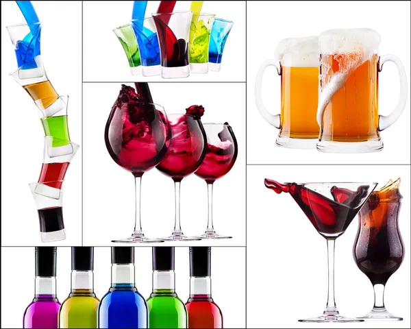 Verse alcohol drinkt collage — Stockfoto