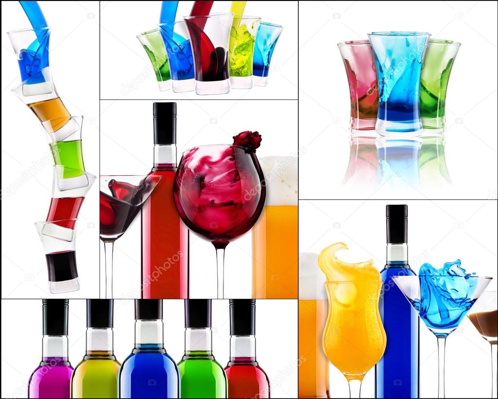 fresh alcohol drinks collage
