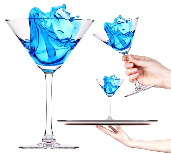 Blue cocktail with splash set — Stock Photo, Image