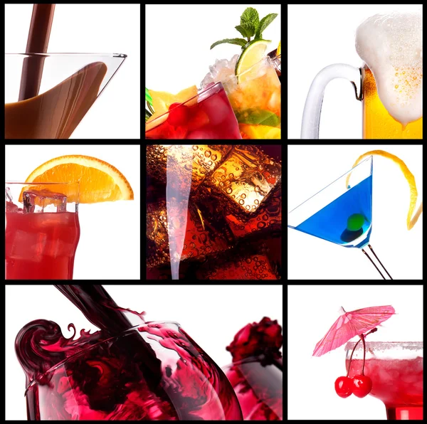 Коллаж с алкогольными коктейлями — стоковое фото