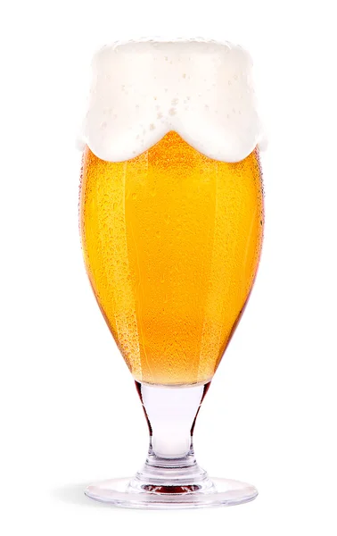 Παγωμένο ποτήρι ελαφριά μπίρα σύνολο απομονωθεί — Φωτογραφία Αρχείου