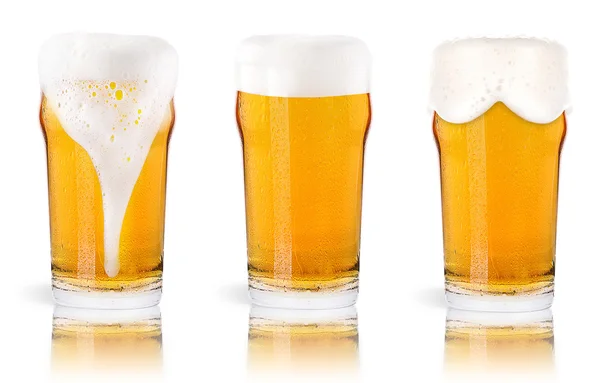 Frosty glass of light beer isolated — Stock Photo, Image