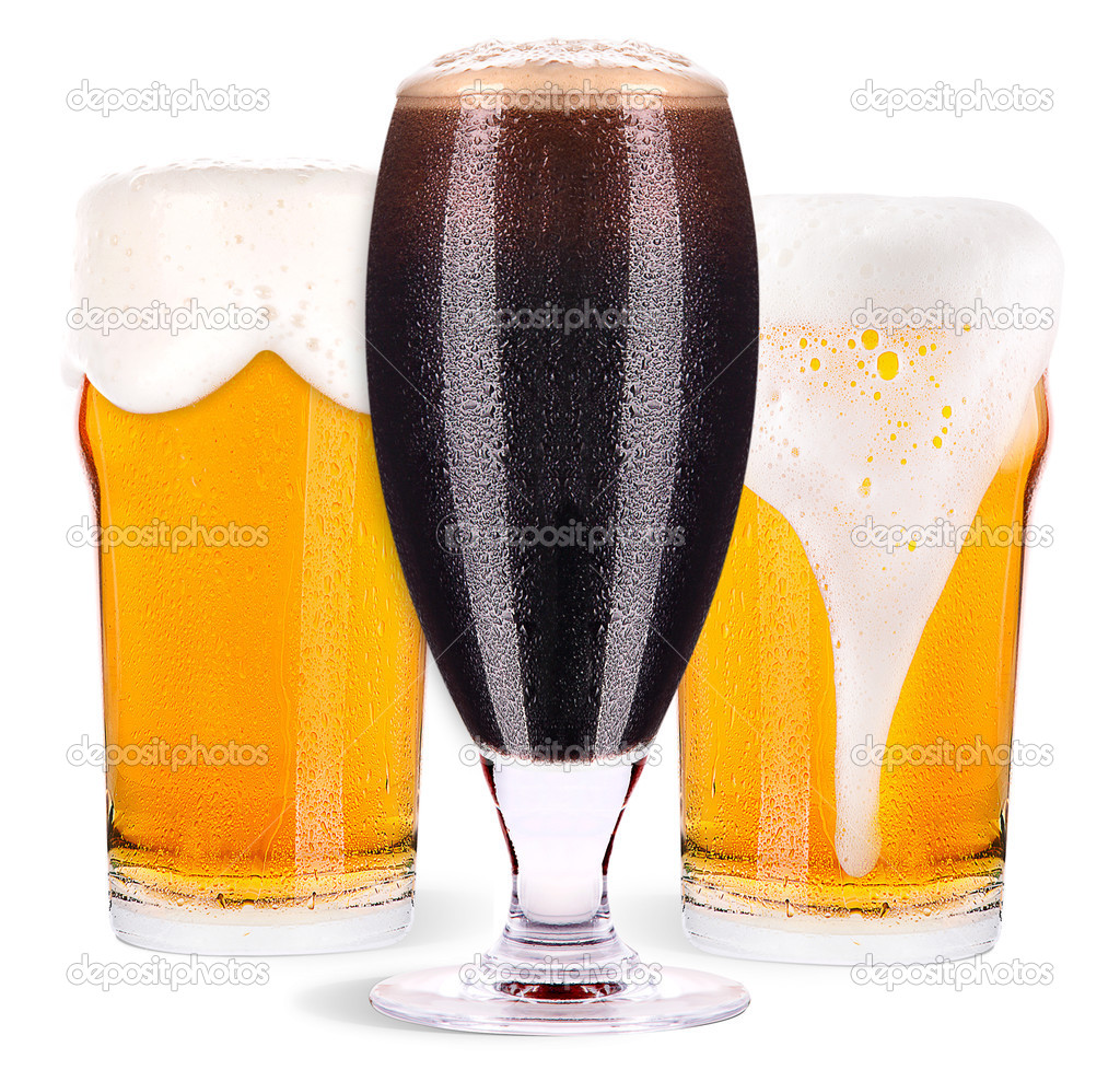 Frosty glass of light beer isolated