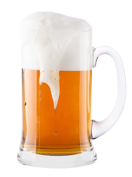 Frosty glass of light beer isolated — Stock Photo, Image