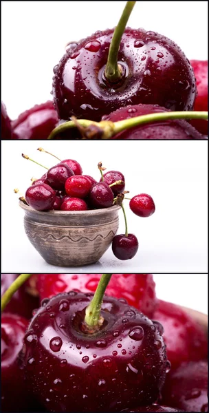 Cerises avec gouttes d'eau ensemble — Photo