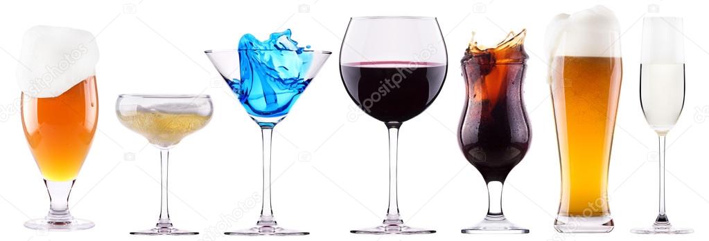 alcoholic drinks set with splash