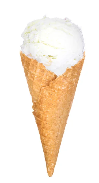 Savoureuse cuillère de crème glacée dans le cône isolé — Photo