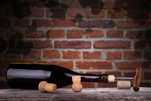 Rotwein und Flasche isoliert — Stockfoto