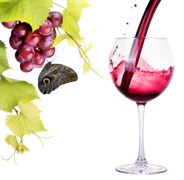 Uve mature e bicchiere di vino — Foto Stock