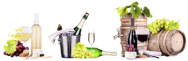 Champagne, vino rosso e bianco — Foto Stock