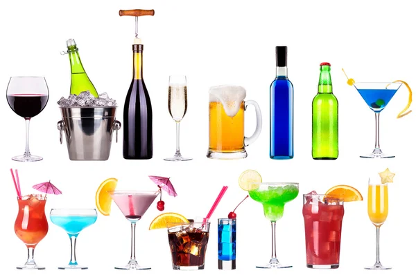Různé obrázky z alkoholu, samostatný — Stock fotografie