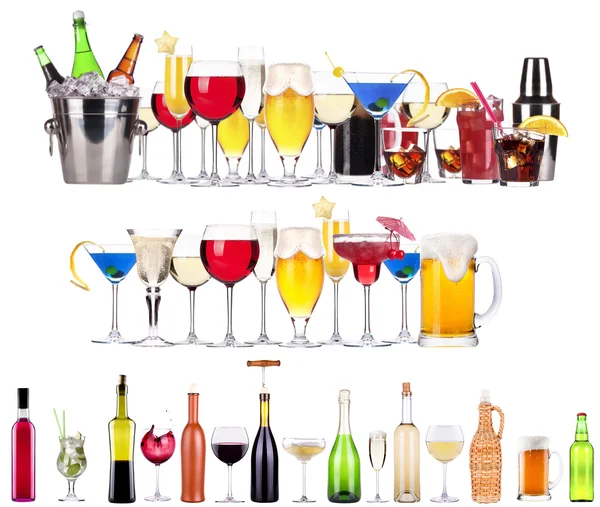 Conjunto de diferentes bebidas alcohólicas y cócteles — Foto de Stock