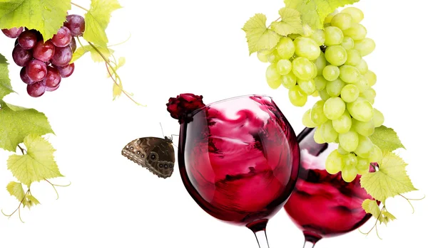 Pair of glass with red wine splash — Stock Photo, Image