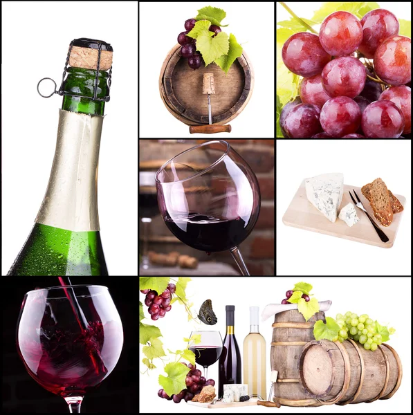 Red and white wine with champagne collage — Stock Photo, Image