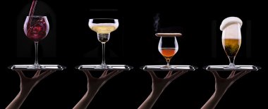 alkol set siyah bir izole içecekler