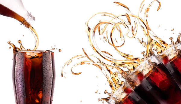 Fresh cola drink background with splash