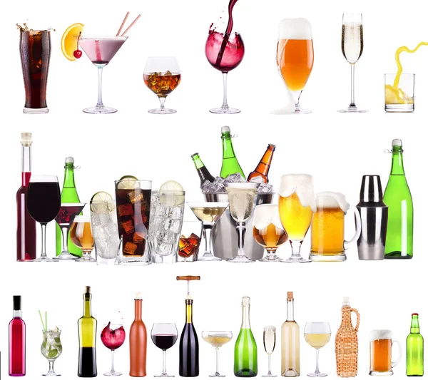 Set verschiedener alkoholischer Getränke und Cocktails — Stockfoto