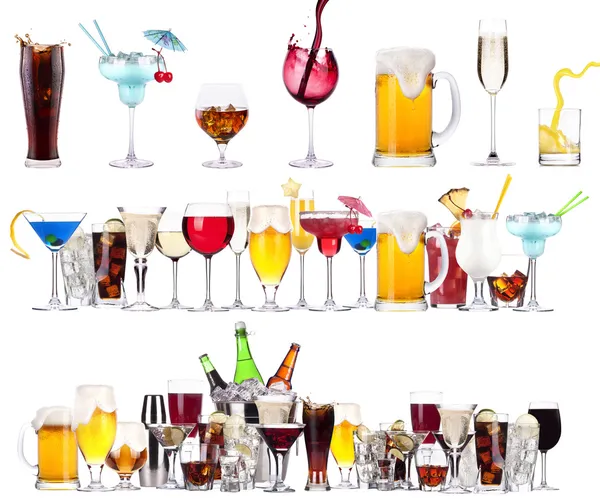 Conjunto de diferentes bebidas alcohólicas y cócteles — Foto de Stock