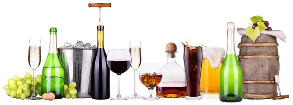 Set di diverse bevande alcoliche e cocktail — Foto Stock