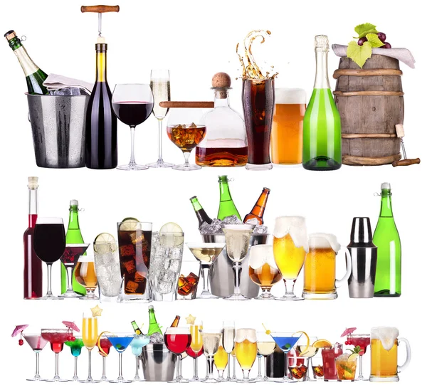 Set verschiedener alkoholischer Getränke und Cocktails — Stockfoto