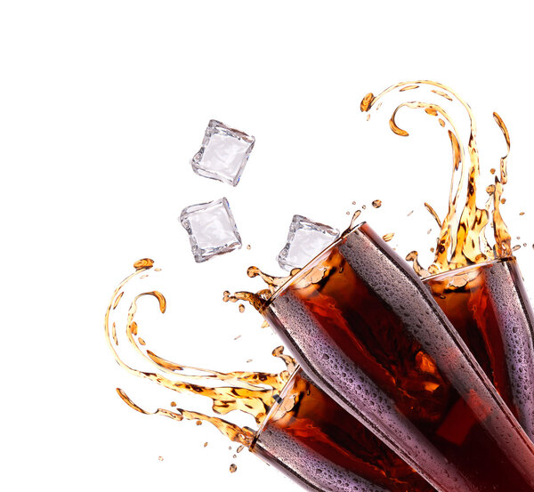 Fresh cola drink background with splash