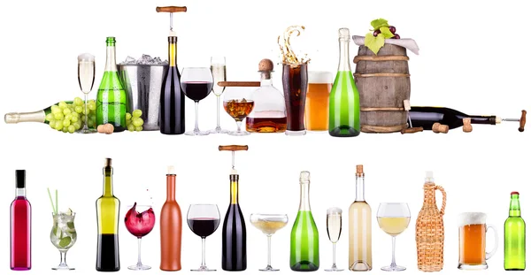 Set verschiedener alkoholischer Getränke und Cocktails — Stockfoto