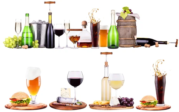 Conjunto de diferentes bebidas alcoólicas e coquetéis — Fotografia de Stock