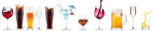 Conjunto de diferentes bebidas alcoólicas e coquetéis — Fotografia de Stock