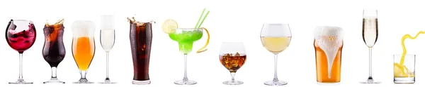 Zbiór różnych napojów alkoholowych i koktajle — Zdjęcie stockowe