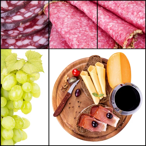 Tasty collage with wine and food — Stock Photo, Image