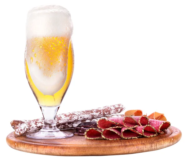 Various types of sausages and beer — Stock Photo, Image