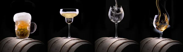 Alcohol drinks set isolated on a black — Stock Photo, Image