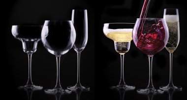 farklı dolu ve boş gözlük ile ayarla