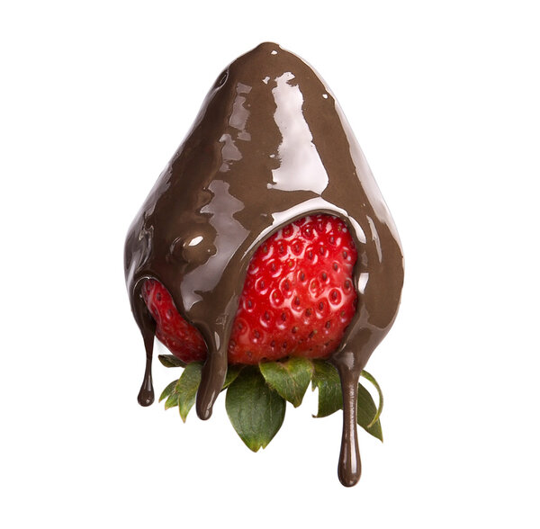 Strawberries and chocolate isolated