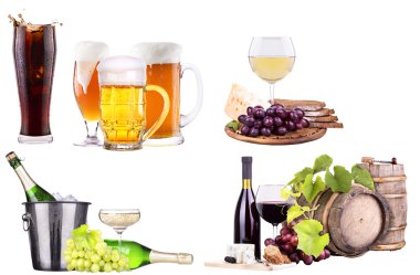kırmızı şarap, şampanya, bira ve kokteyl alkol