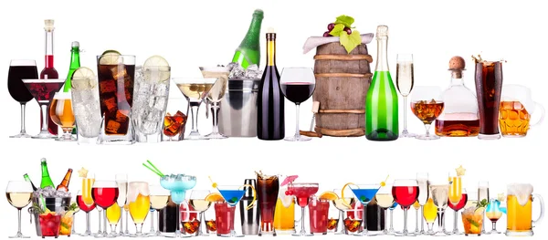 Verschillende alcohol drinkt set geïsoleerd — Stockfoto