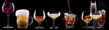alkol set siyah bir izole içecekler