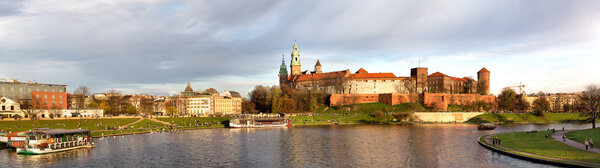 Panorama of Wawel castle in Krakow, Poland