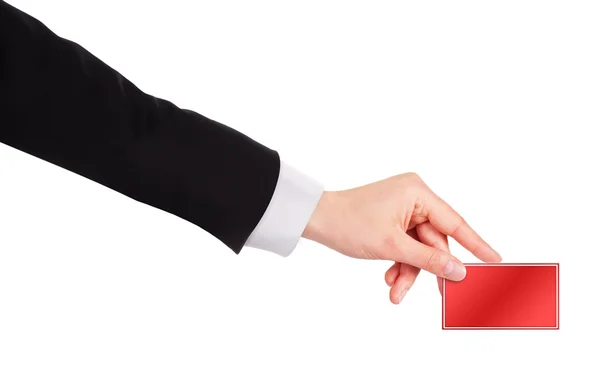 Mão de empresário segurando cartão de visita — Fotografia de Stock