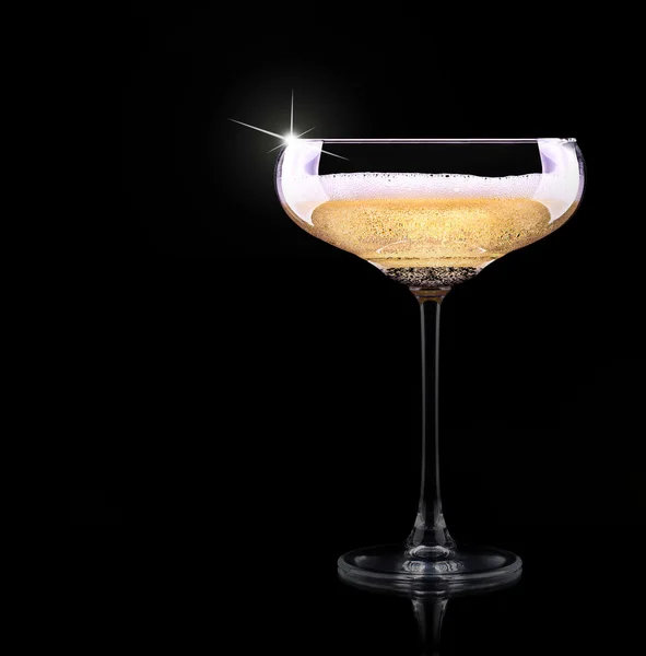 Champagne glass on black background — Stock Photo, Image