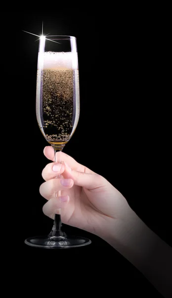 Hand att göra toast med champagne glas — Stockfoto