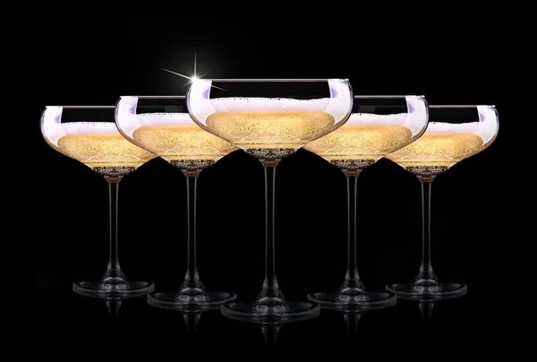 Champagne glass on black background — Stock Photo, Image