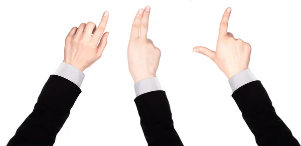 Палець бізнесмена вказує або торкається — стокове фото
