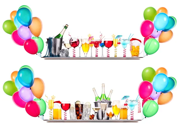 Different images of alcohol with balloons — Stock Photo, Image