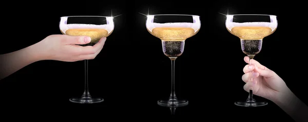 Şampanya Kadehi ile tost ekmegi el — Stok fotoğraf