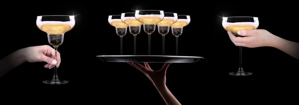 Waiter hand with champagne — Stock Photo, Image