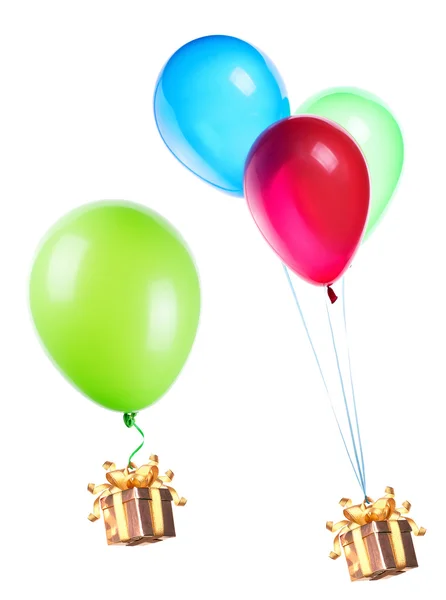 Dárek na barevné balónky — Stock fotografie