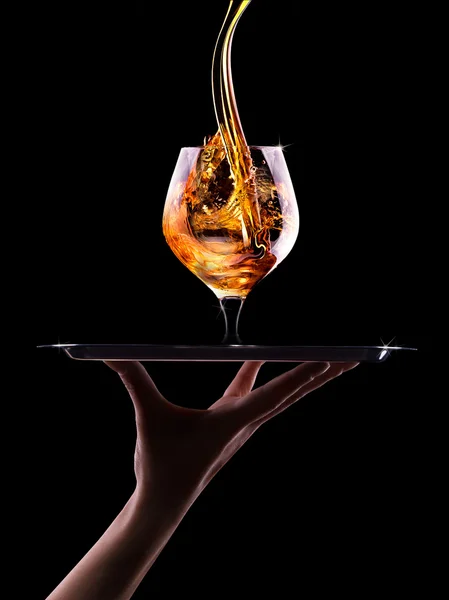 Cognac of cognac op een zwart — Stockfoto