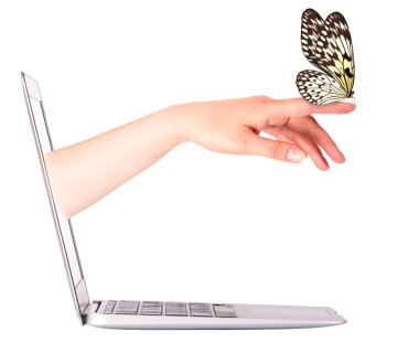 laptop yan taraftan kelebek ile görüntüleme